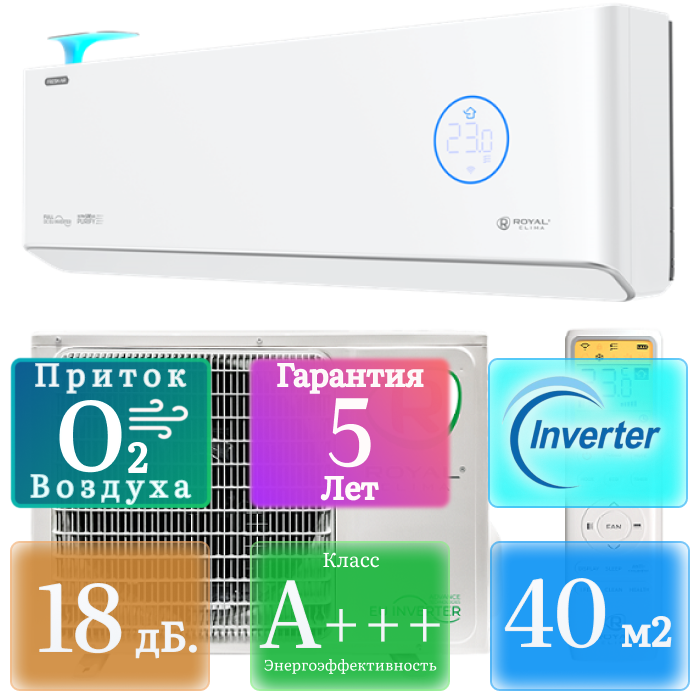 Кондиционер настенный сплит-система + БРИЗЕР ROYAL Clima RCI-RF40HN серия ROYAL FRESH FULL DC EU INVERTER 1746 - фото 16190