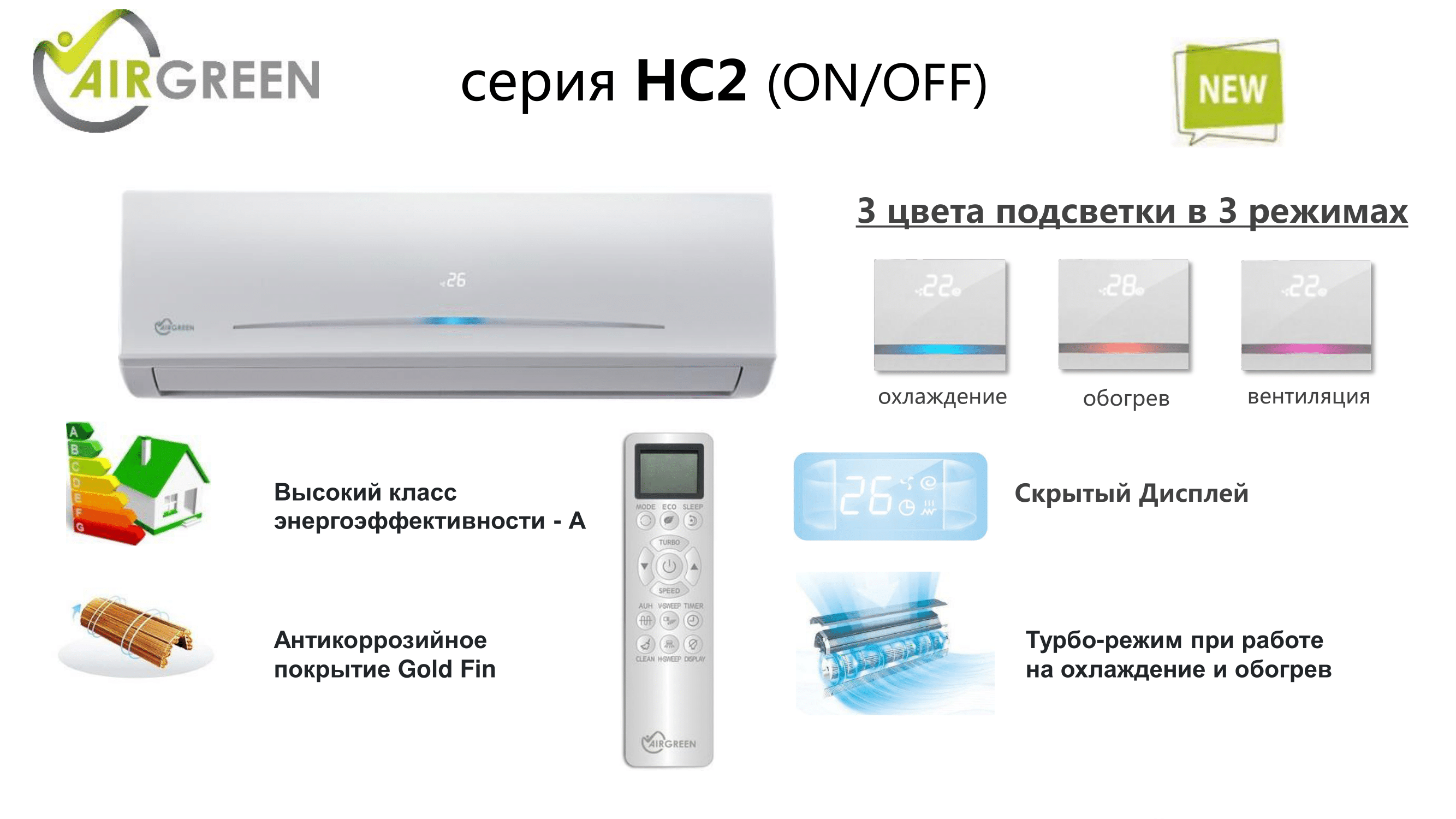 Купить Сплит-система Airgreen GRI/GRO-07 HC2 в Хабаровске по низкой цене 17  900 руб. с бесплатной доставкой в интернет-магазине Климат 27. Осуществляем  поставки товаров по ДВ региону.